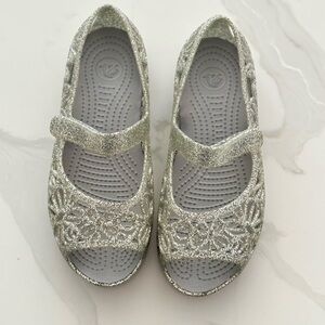 Girls Sparkly Croc Sandals